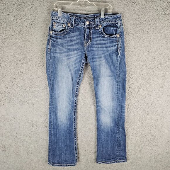 Miss Me Jeans 28 Womens Denim Boot Cut Embellished Rhinestone Pockets Bling - Picture 1 of 11